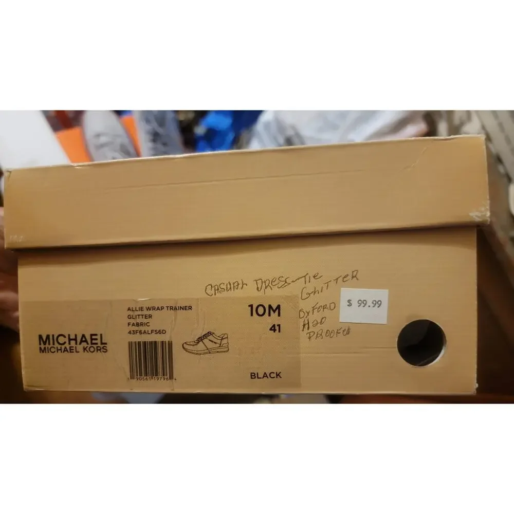 MICHAEL Michael Kors Allie Wrap Trainer Sneakers – Black Glitter & Metallic Silv